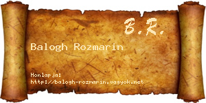 Balogh Rozmarin névjegykártya